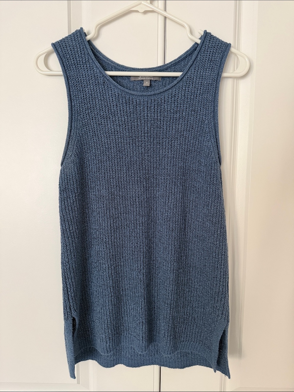 Marled Blue Knit Sleeveless Tunic Tank